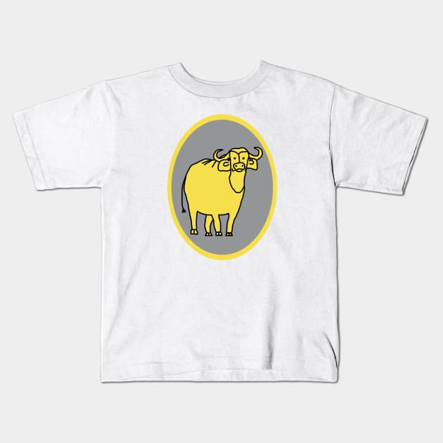 Illuminating Ox on Ultimate Gray Oval Kids T-Shirt by ellenhenryart